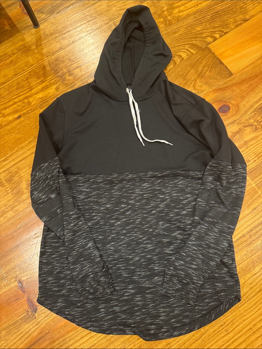 Carbon Black and Heather Gray Colorblock Pullover Hoodie